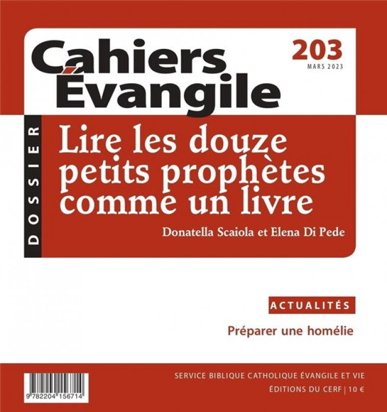CAHIER EVANGILE - 203 LIRE LES DOUZE PETITS PROPHETES COMME UN LIVRE - COLLECTIF CLAIREFONT - NC